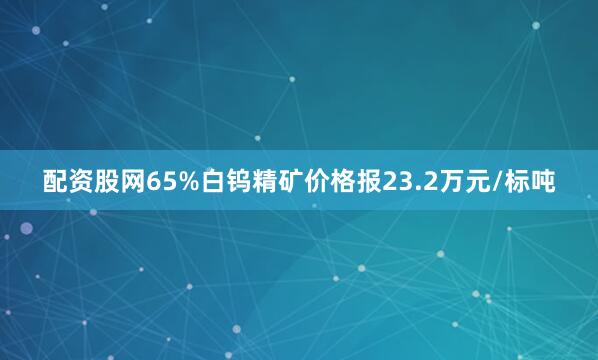 配资股网65%白钨精矿价格报23.2万元/标吨