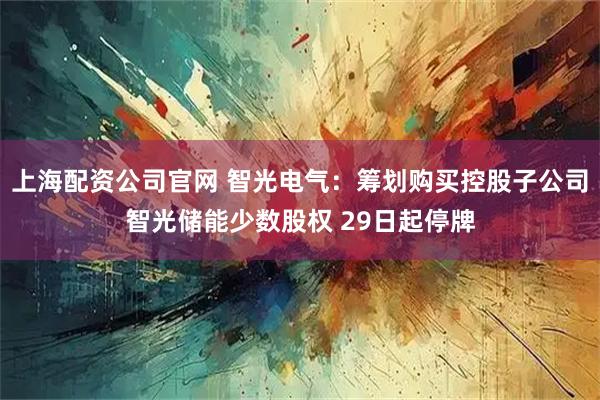 上海配资公司官网 智光电气：筹划购买控股子公司智光储能少数股权 29日起停牌